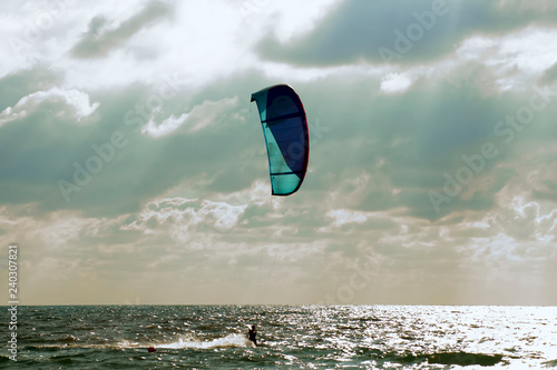 kitesurfing extreme vacation on the paradise sea coast