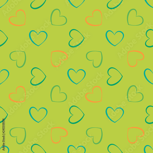 Abstract linear heart seamless pattern. Romantic background. Vector illustration.
