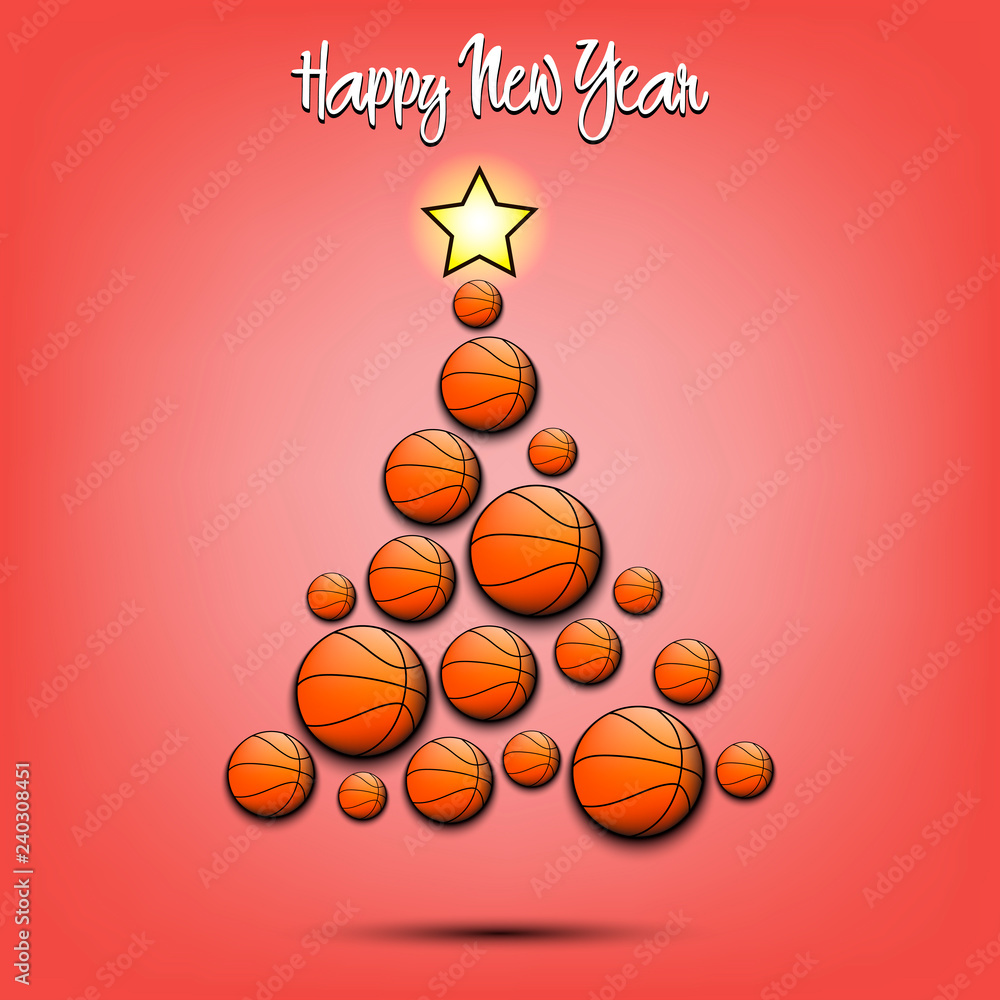 Christmas tree from basketball balls