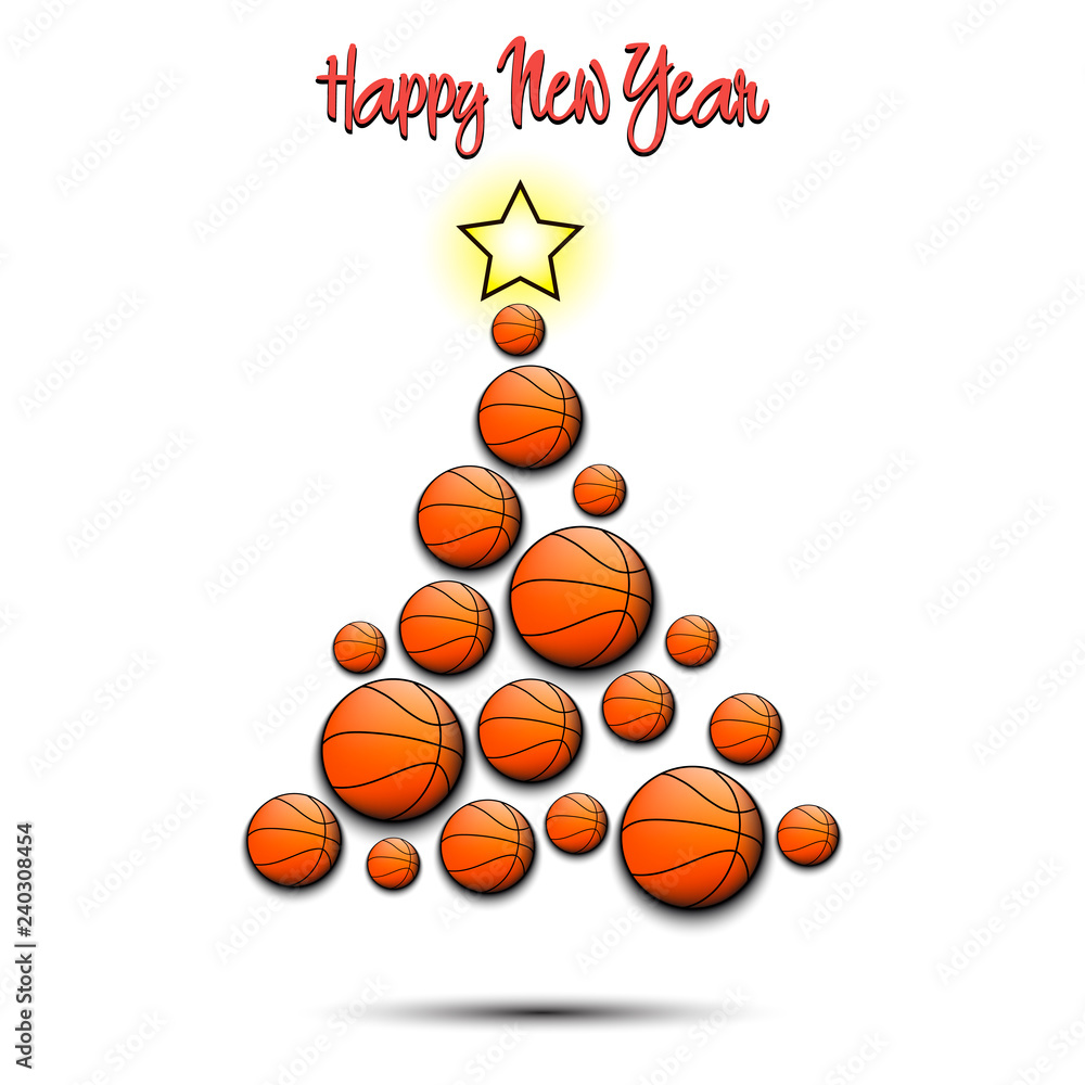Christmas tree from basketball balls
