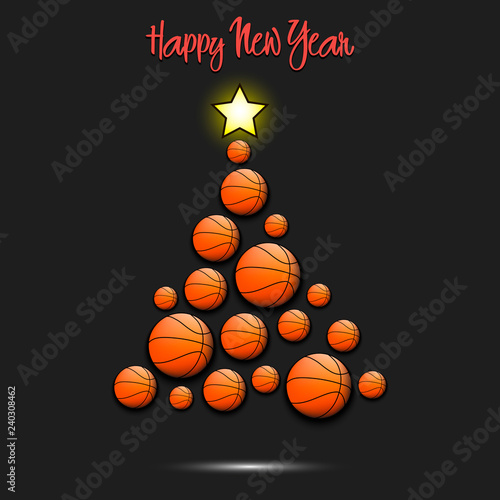 Christmas tree from basketball balls
