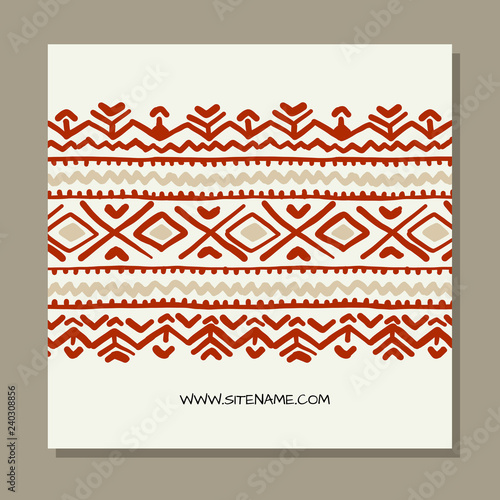 Business cards design, folk ornament