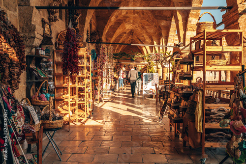 NICOSIA, NORTHERN CYPRUS- OCTOBER 30, 2018 : View on Buyuk Han (the Great Inn), largest caravanserai in Cyprus. Nicosia