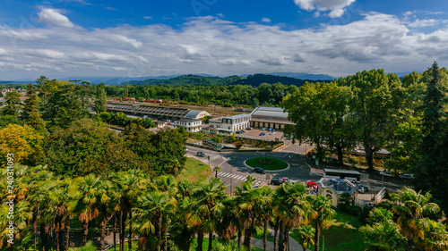 Tableau sur toile View of the train station and lower funicular station in Pau, France