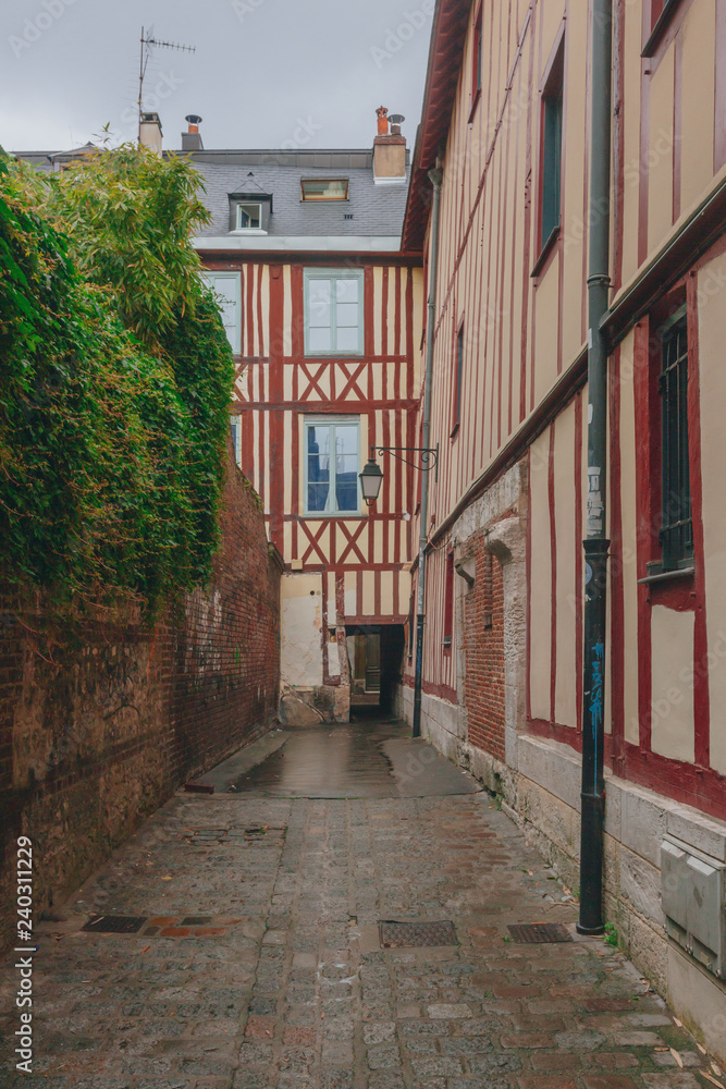 Medieval streets and buildings in the city center of Rouen, France Medieval streets and buildings in the city center of Rouen, France