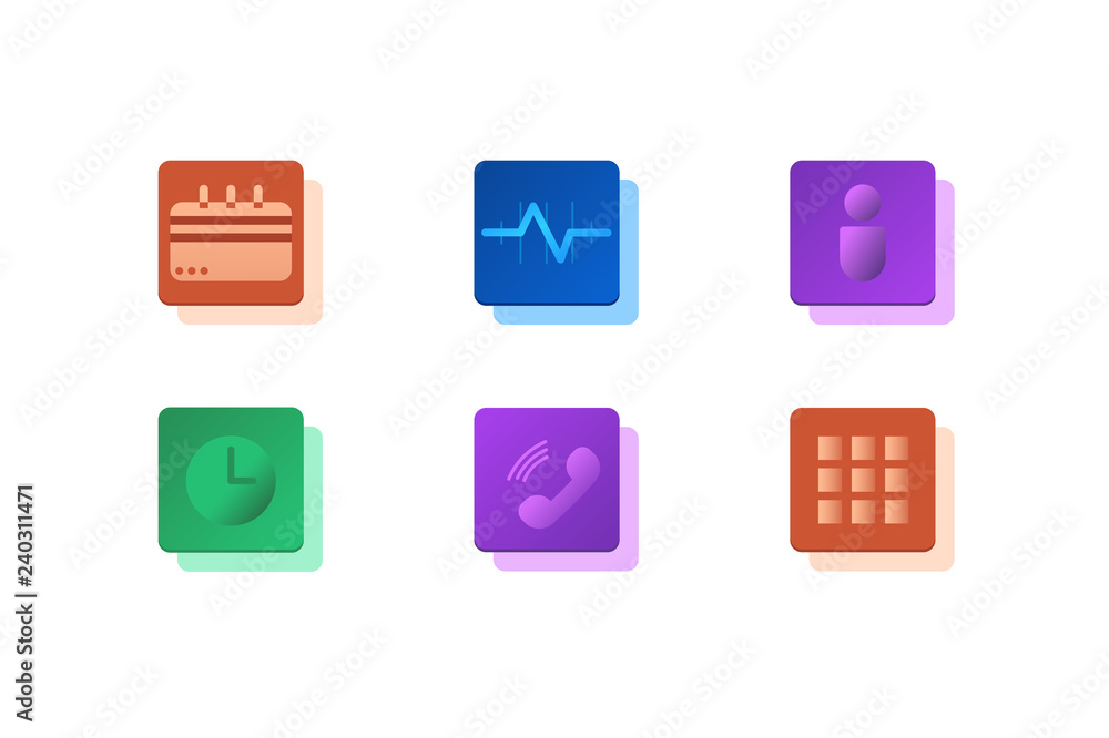 Set of icons material and linear design. For your design solutions, apps. Isolated on a white background, the layers are packed. Vector Icons