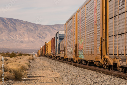 long freight train by Mojave California