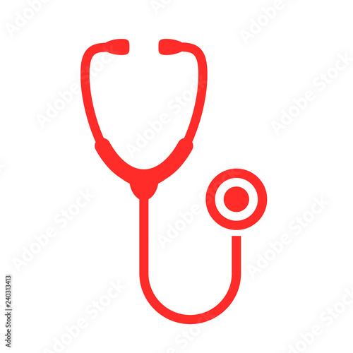 Stethoscope red vector icon