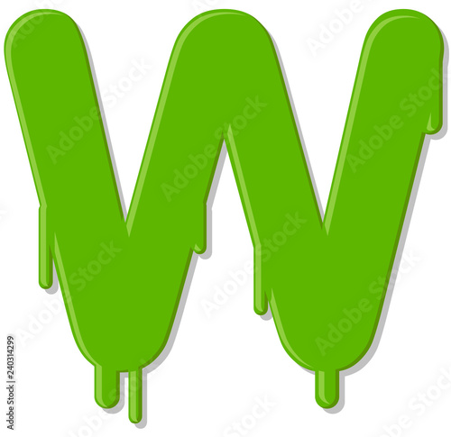 Wet and dripping letter W vector icon