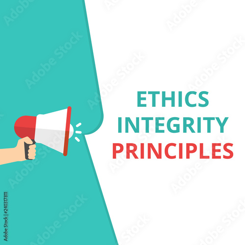 Word writing text Ethics Integrity Principles.