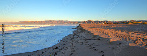 Ventura beach with tidal erosion on the Gold Coast of California United States © htrnr