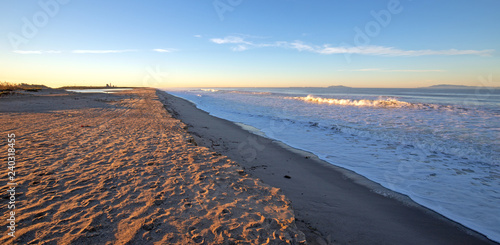 Surfers Knoll beach with tidal erosion at Ventura California United States