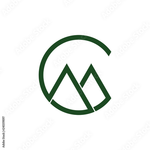 letters cm simple geometric line circle logo