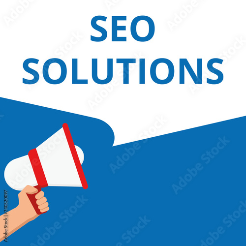Writing note showing Seo Solutions.