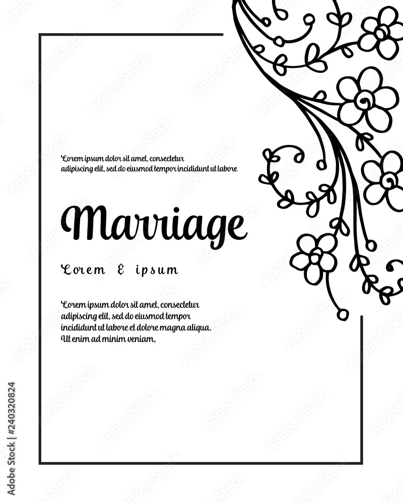 Obraz premium invitation with floral branches marriage text vector illustration