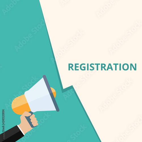 Text sign showing Registration.