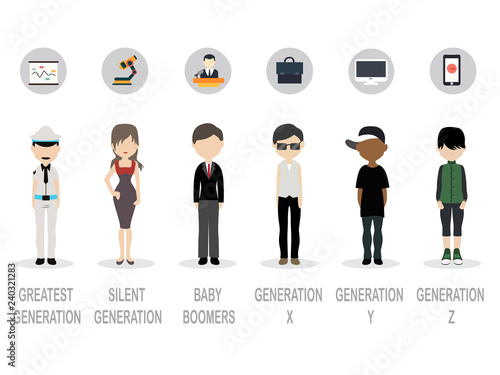 Set of  face People concept, cartoon character vector in flat design isolated on white background, Character design.