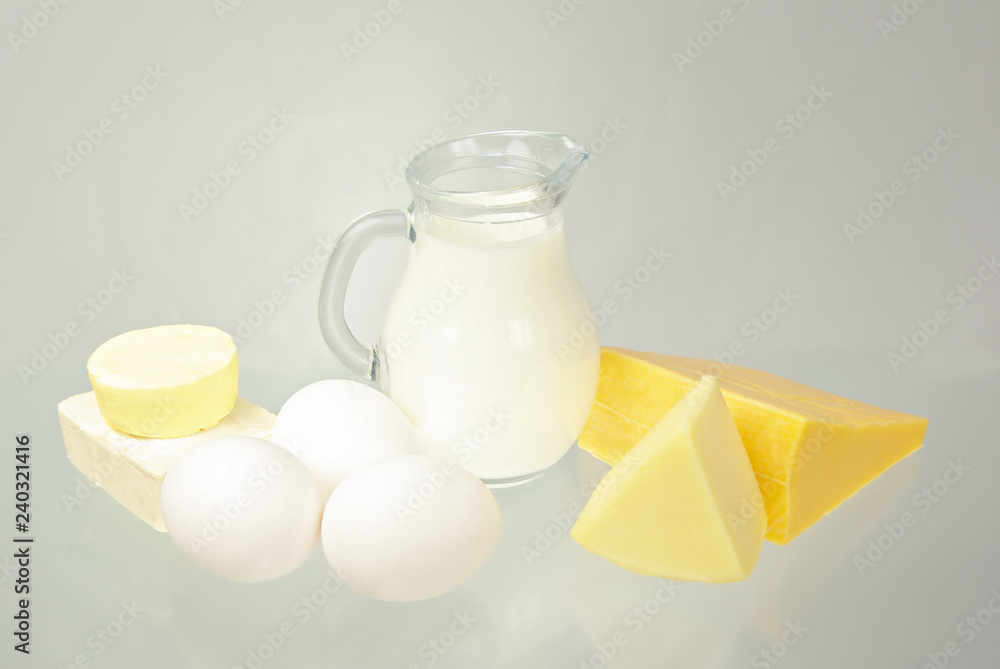Milk in jar and milk products Milk in jar and milk products