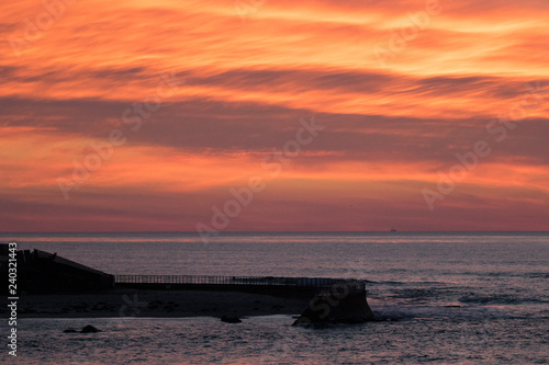 Spectacular sunset and clouds over the ocean in La Jolla California