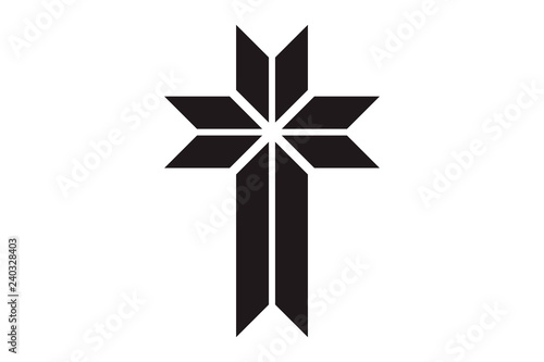 Cross of christian religion. Isolated orthodoxy and catholicism divine symbol in shape of cross, Jesus Christ and God, faith sign. Church and pray, religion and resurrection