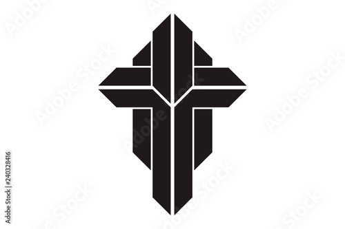 Cross of christian religion. Isolated orthodoxy and catholicism divine symbol in shape of cross, Jesus Christ and God, faith sign. Church and pray, religion and resurrection