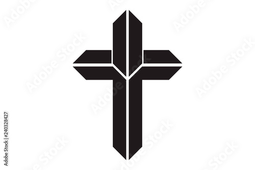 Cross of christian religion. Isolated orthodoxy and catholicism divine symbol in shape of cross, Jesus Christ and God, faith sign. Church and pray, religion and resurrection