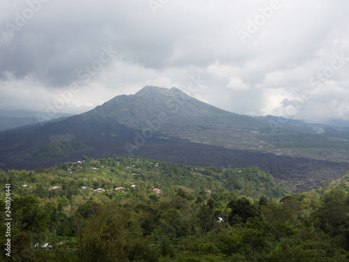 View of Mount Batur on a overcast day 