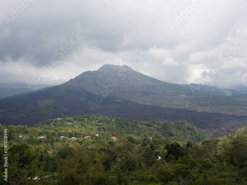 View of Mount Batur on a overcast day 