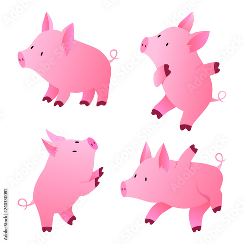 Set of cute pigs