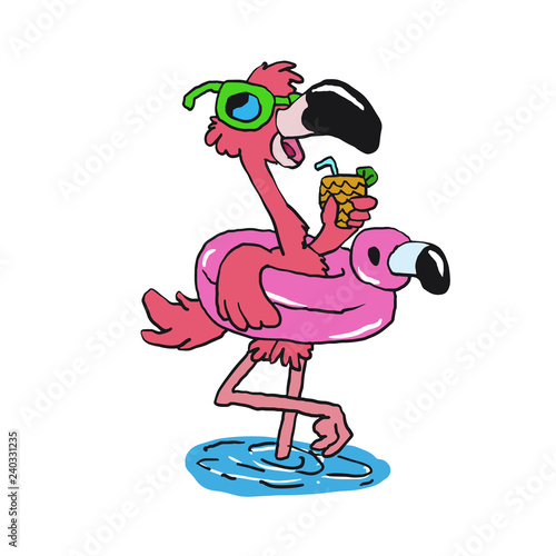 Summer Flamingo with sunglasses