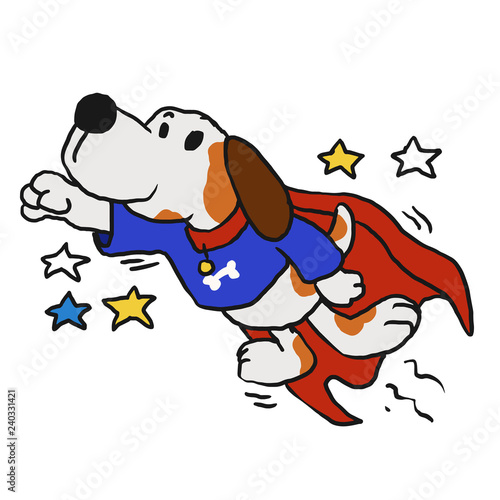 Super dog with the red cloak in the heroic pose