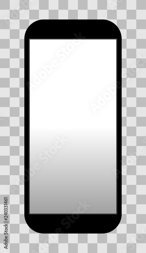 Smartphone icon - black with turned on white gradient screen, isolated - vector