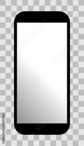 Smartphone icon - black with turned on white gradient screen, isolated - vector