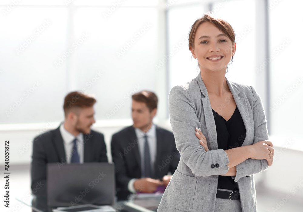 successful business woman standing in office successful business woman standing in office