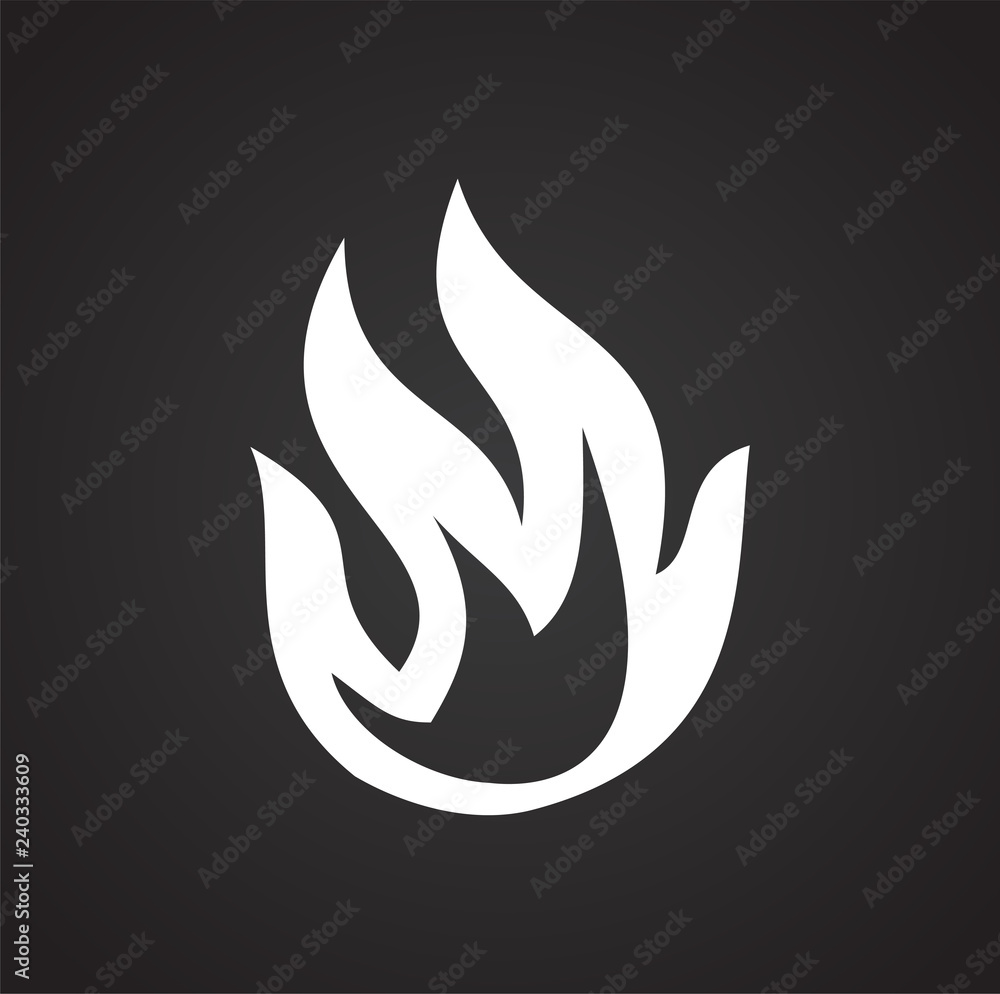 Flame icon on black background for graphic and web design, Modern simple vector sign. Internet concept. Trendy symbol for website design web button or mobile app Flame icon on black background for graphic and web design, Modern simple vector sign. Internet concept. Trendy symbol for website design web button or mobile app