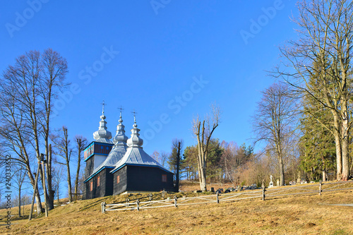 Wooden church in Roztoka Wielka village near Krynica-Zdroj, Poland photo