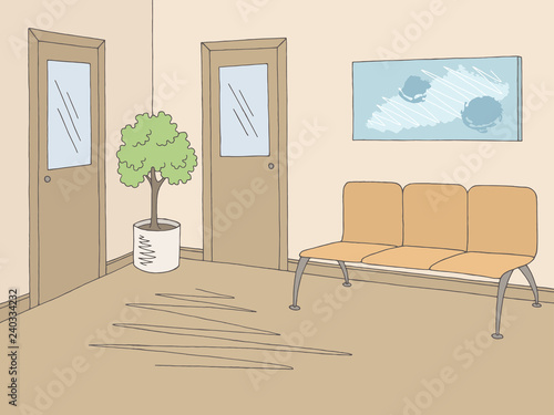 Corridor graphic color interior sketch illustration vector