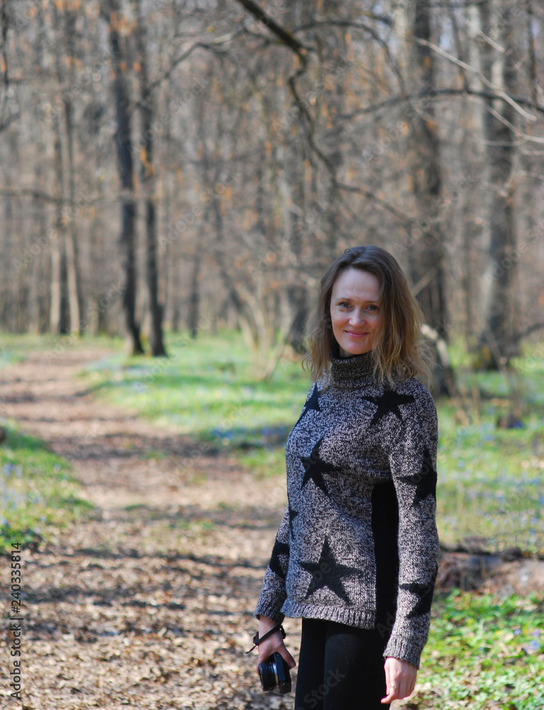 girl, walks, spring, park girl, walks, spring, park