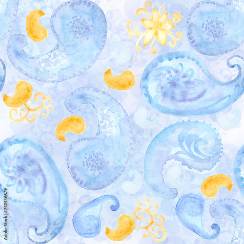 watercolor paisley seamless pattern © xenia_r