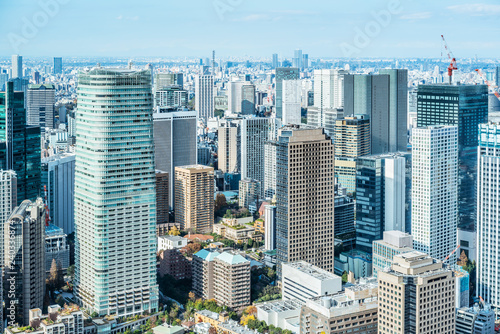 urban city skyline aerial view in Tokyo, Japan © voyata