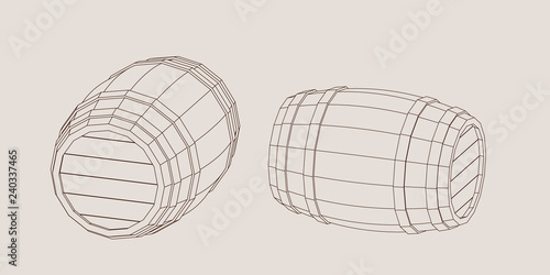 Wooden barrel. Vector outli...