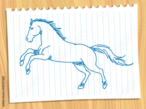 Galloping horses. Hand-drawn illustration - Vector