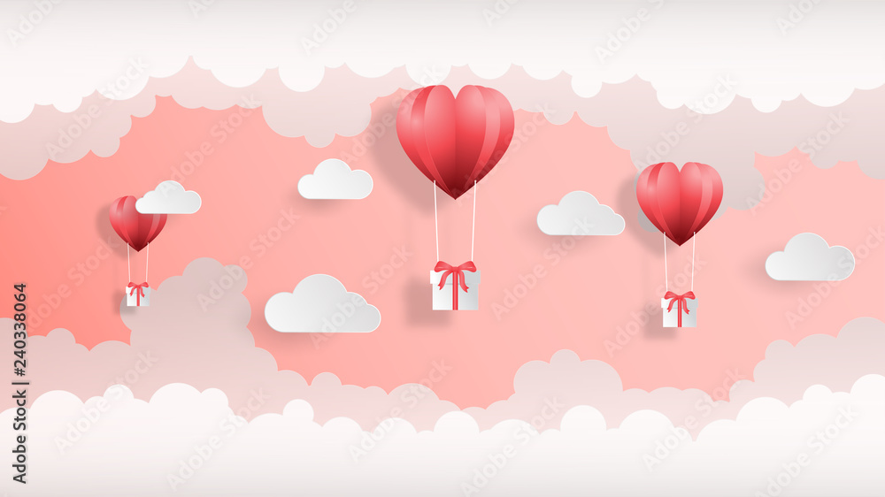 Creative valentines day background vector illustration paper cut style.
