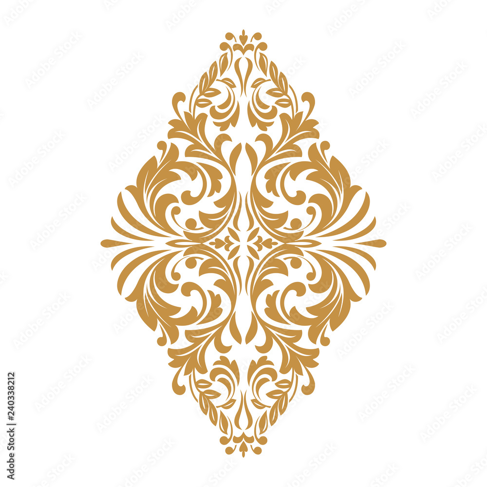 Damask graphic ornament. Floral design element. Gold vector pattern Damask graphic ornament. Floral design element. Gold vector pattern