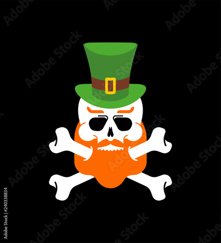 Leprechaun Skull Redbearded and Green Hat. St.Patricks Day. Irish traditional holiday. Folk Cultural Festival in Ireland photo