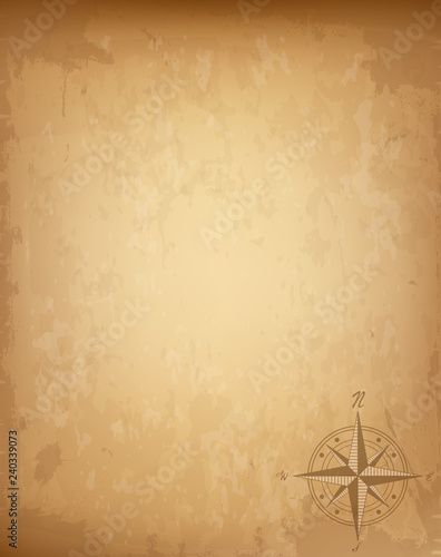 Old vintage paper with wind rose compass sign. Highly detailed vector illustration.