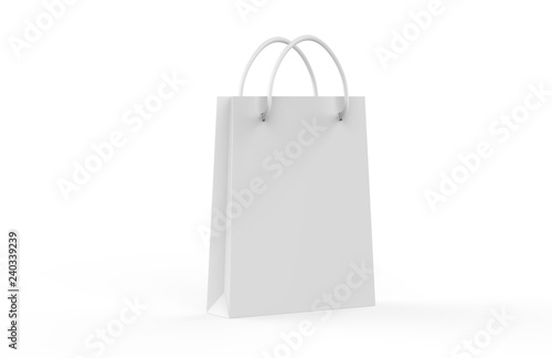 Blank shopping bag mock-up on isolated white background, 3d illustration
