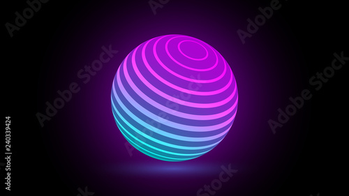 Neon luminescent 3D ball with gradient and a glow effect