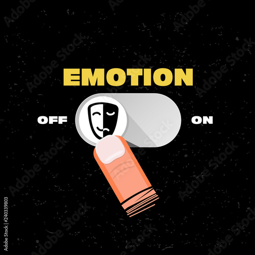 emotion button on and off. emotion management concept - vector