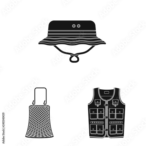 Vector design of fish and fishing icon. Collection of fish and equipment vector icon for stock.